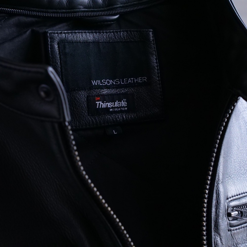 Wilson's Leather black heavy leather cafe racer jacket - Picture 3 of 10